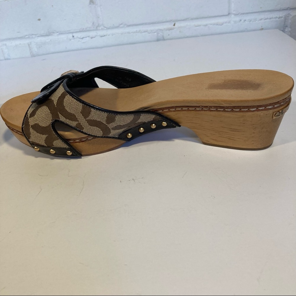 Coach LEE wooden shoes sz 7.5B heel 2” - Picture 9 of 12
